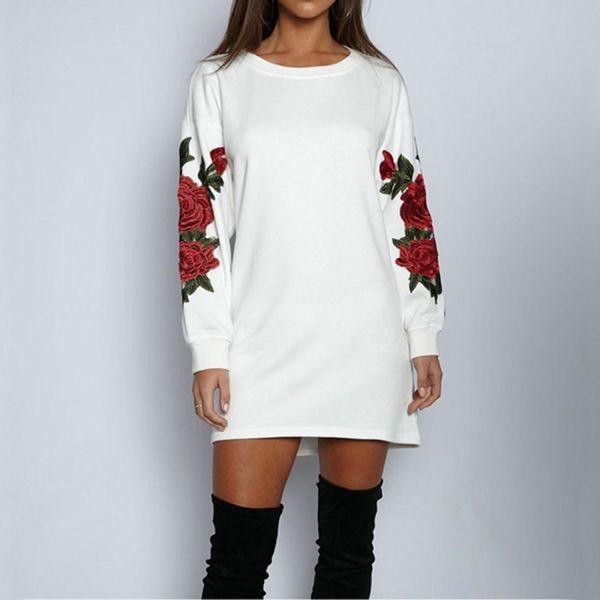 

embroidered long sleeve dress, Black;pink
