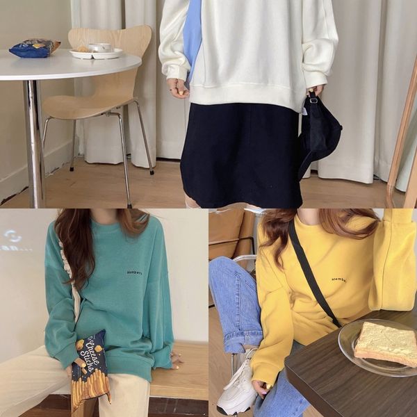 

ak7cv ancient sweater women's lazy autumn 2020 new clothing style letter printing pulloversweater pullover thin pullover mid-length j7e, Black