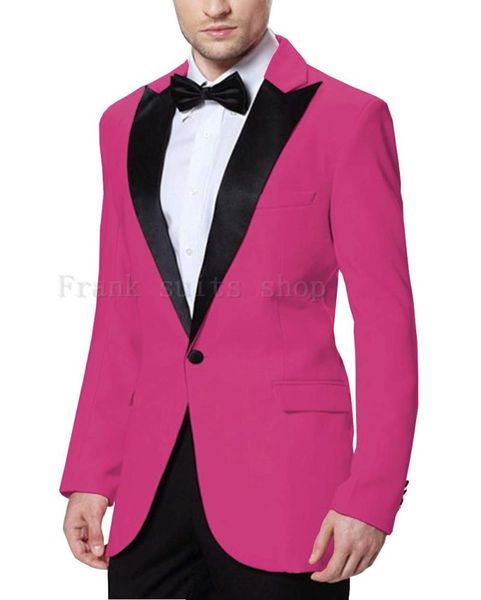 

men's suits & blazers rose red casual fashion 2 piece set custom slim suit dress groom wedding party banquet tuxedo, White;black