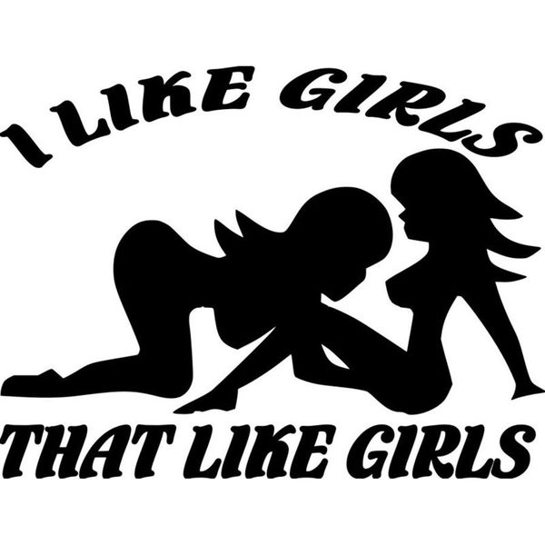 

i like girls girl decals car decoration personality window waterproof stickers black/white, 15cm*12cm