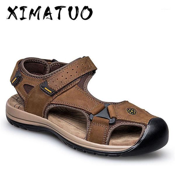 

genuine leather men sandals summer cow leather new for beach male shoes mens gladiator sandal 39-46 rxm0481, Black