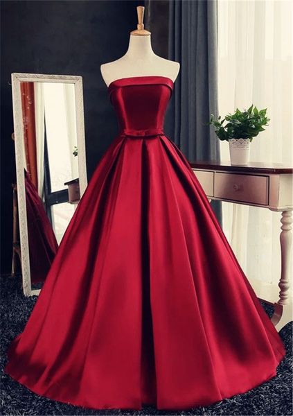 

burgundy satin strapless ball gown quinceanera dresses 2020 applique sweet 16 long party prom gown vestidos de 15 anos, Blue;red