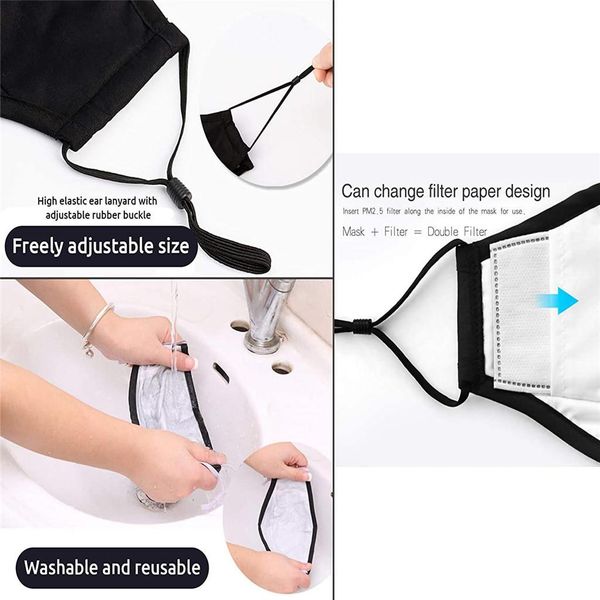 

многоразовые маски регулируемая рм2,5 пыле ветрозащитный туман и дымку загрязнение открытый велоспорт маска обложка фильтра masque bbyley pa