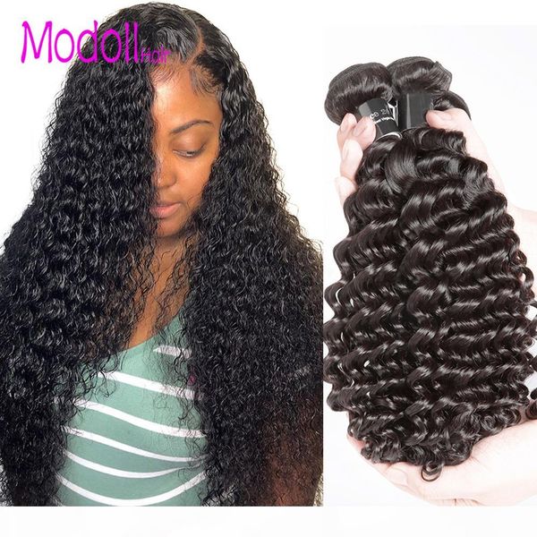 

brazilian deep wave virgin hair bundles deal 100% remy human hair extension 3 and 4 bundles available deep wave hair, Black