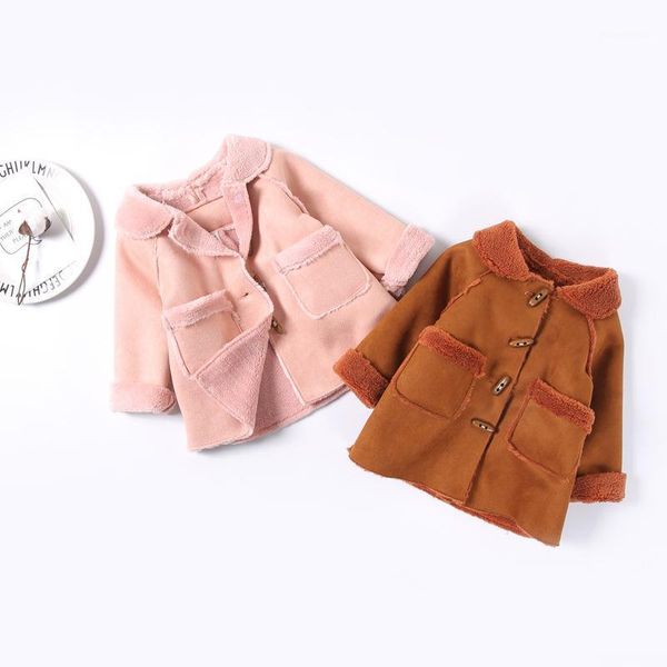 

jackets 2021 autumn and winter korean version of the girls baby imitation fur jacket long children's cotton coat fpc-491, Blue;gray