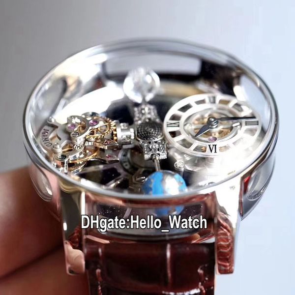 

v2 static version epic x chrono cr7 astronomical tourbillon skeleton aventurine dial swiss quartz mens watch steel case leather hello_watch., Slivery;brown