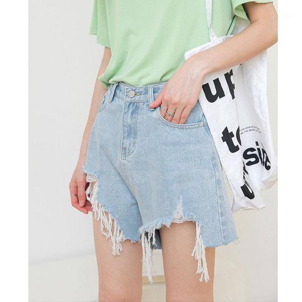

women's jeans the summer 2021 han edition irregular burrs leisure pants show thin denim high waist shorts, 83251, Blue