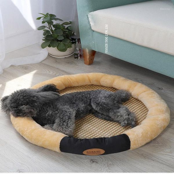 

summer pet dog cooling mat dogs bed round puppy pad soft kennel house sofa for dogs cat litter nest chihuahua sleeping cushion1