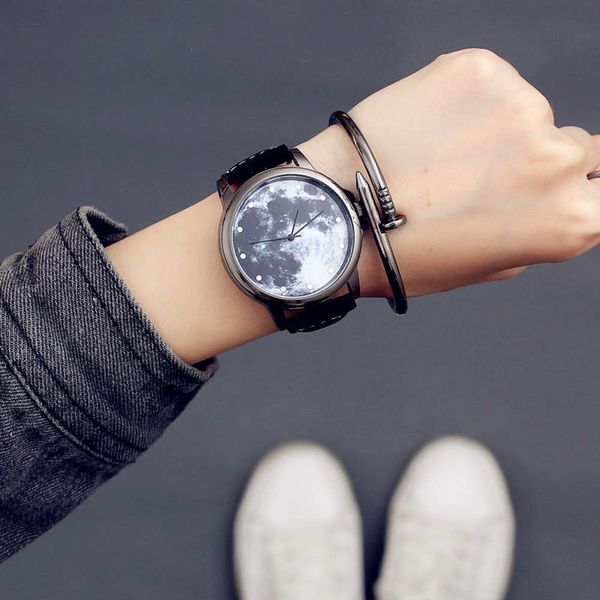 

student starry sky girl korean trendy watch simple fashion original home super cool men's watch atmosphere lovers sports quartz watch, Slivery;brown