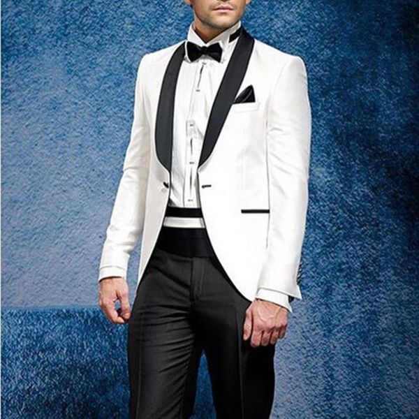

men's suits & blazers 2021 white jacket black pants tuxedo summer suit beach dress tuxedos men tailcoat wedding mens costume homme, White;black
