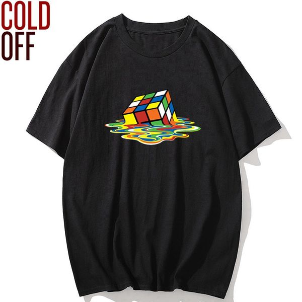 

cold off loose melting cube print casual loose summer tshirt cool o neck male s sport hooded sweatshirt hoodie men t shirt