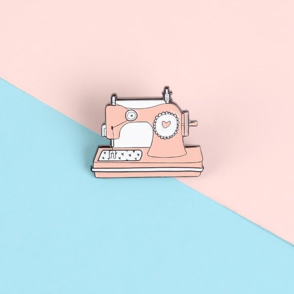 

vintage classic style sewing machine lapel enamel pins love heart cute brooches badges clothes bag pins jewelry gift for friends1, Gray