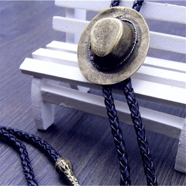 

pendant necklaces bolo tie retro shirt chain a cowboy hat, poirot led rope leather necklace long hang, Silver