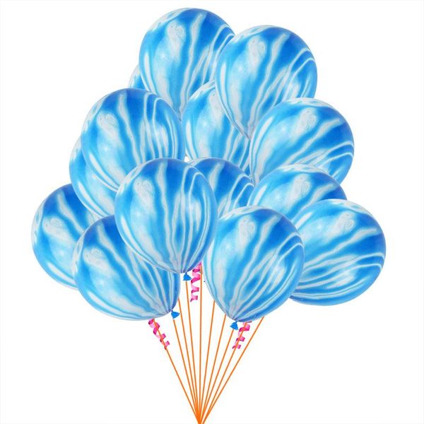 

10pcs blue pink agate marble balloons colorful latex air balloon for baby shower birthday party decor kids party supplies 12'' wmt