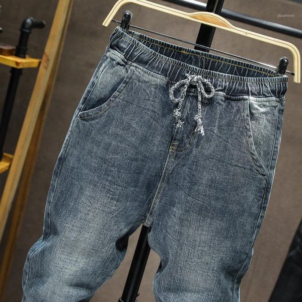 

2020 autumn jeans men jogger jeans pants elastic waist drawstring harem pants retro blue casual mens jean hombre big size 42,0681