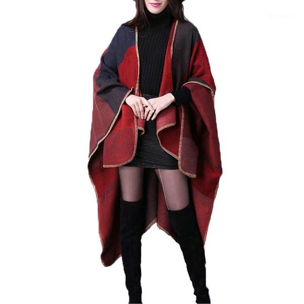 

women's sweaters 2021 winter women cape poncho female batwing sleeve long cardigan spliced open stitch sweaters1, White;black
