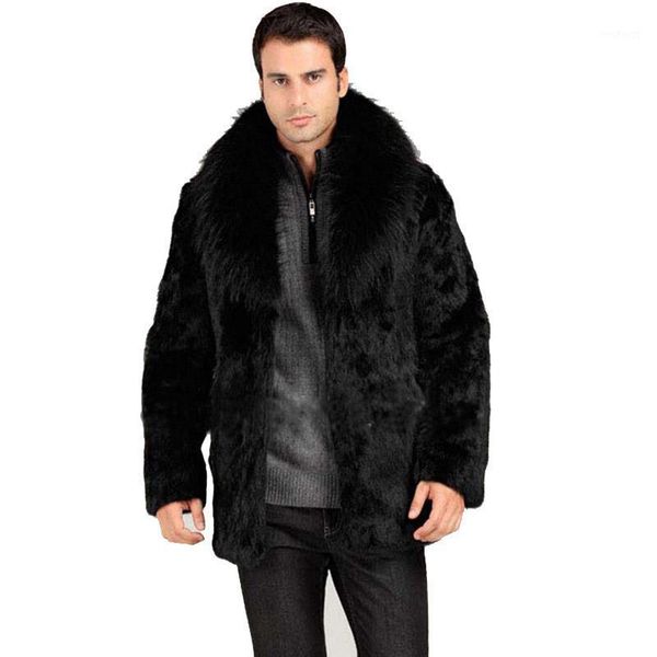 

2020 new men's lapel mink coat thick warm fur coat autumn and winter men's long imitation fur grass large size s- 4xl1, Black