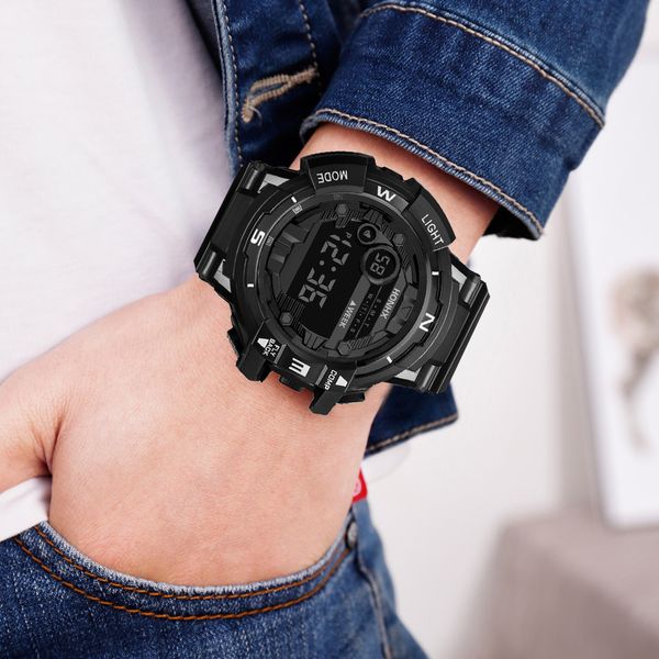 

luxury mens date sport men outdoor electronic watches waterproof led digital wrist watch clock male relogio, Slivery;brown