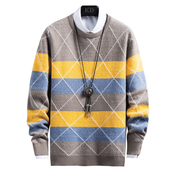 

new handsome argyle sweater men clothes slim fit knitwear winter mens christmas jumpers thick warm male pullovers sweaters, White;black