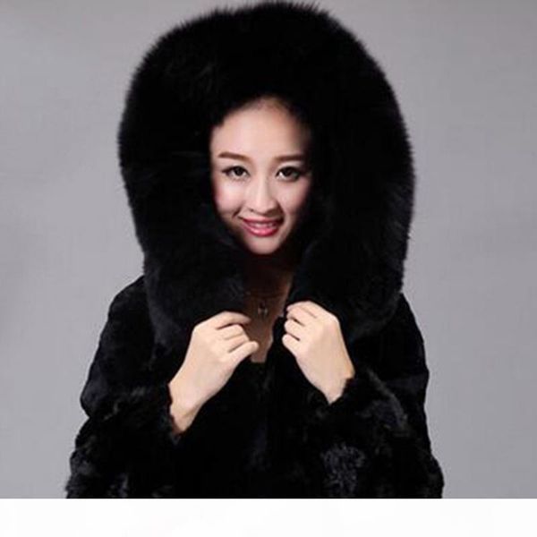 

winter womans thick faux fur coat fashion hooded female long sleeve fur vest women straight long coats chaqueta mujer, Black
