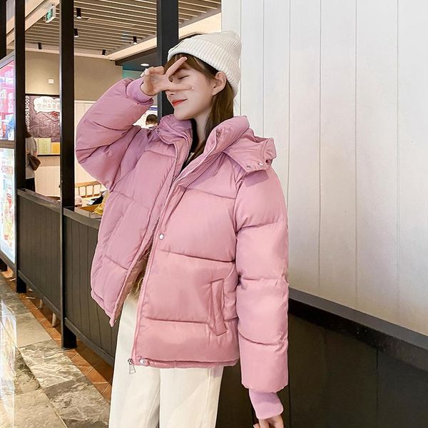 

casual loose thick cotton outwear bread coats winter hooded bf jacket women warm parka femme woman clothing casual jacket, Black