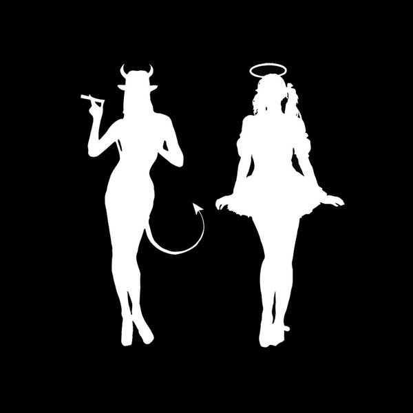 

girl angel devil car stickers fantasy popular stickers decals suitable for all kinds of cars black/white, 15cm*14cm