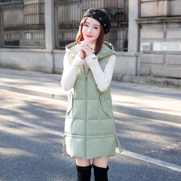 

cotton vest women's mid-length autumn and winter new korean style waistcoat outerwear slimming versatile student coat, Black;white