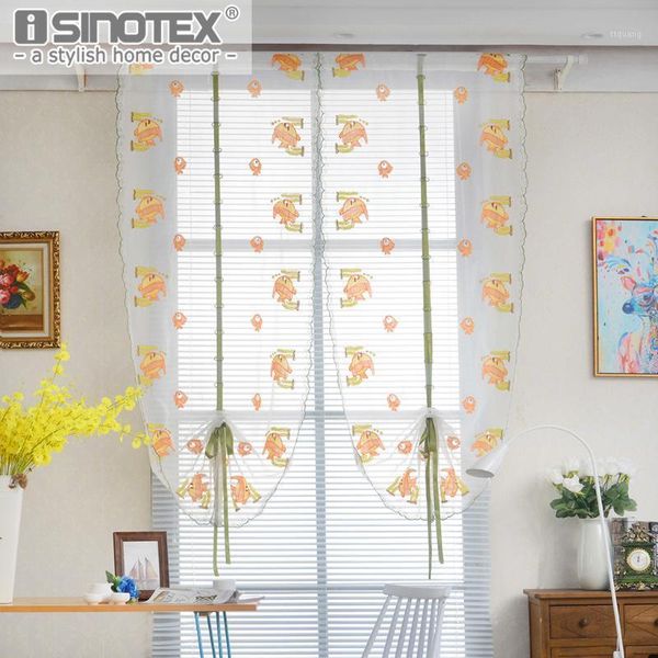 

roman curtains tulle pastoral navigation sea fishes panel for the kitchen window curtains polyester living room bedroom 1pcs/lot1