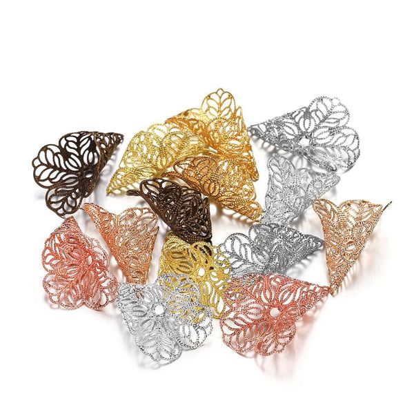 

20pcs 23x28mm gold copper beads caps ancient charms flower shape pendant for jewelry making diy earring supplies accessories h bbyoiy, Silver