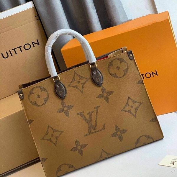 

2021 newsty handbags women leather shoulder bags luxury onthego lv louis vitton handbags designer messenger bags purse tote, Golden;silver