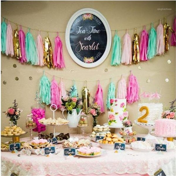 

tissue paper tassel garland bunting wedding decoration paper banner bridal baby shower first birthday tropical theme party favor1