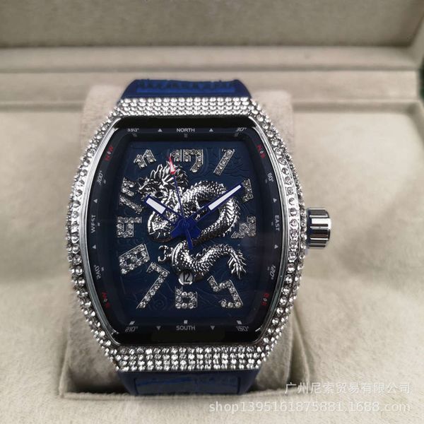 

men's barrel watch, watch, watch dragon, Slivery;brown