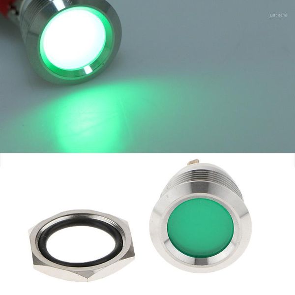

car boat motorcycle 12v 8mm flat indicator light lamp with wrie leads green1