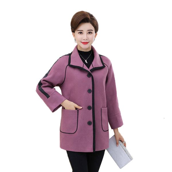 

middle-aged and elderly female autumn mother fashion jacket elegant outerwear feminine plus size wool coat r569 04n5, Black