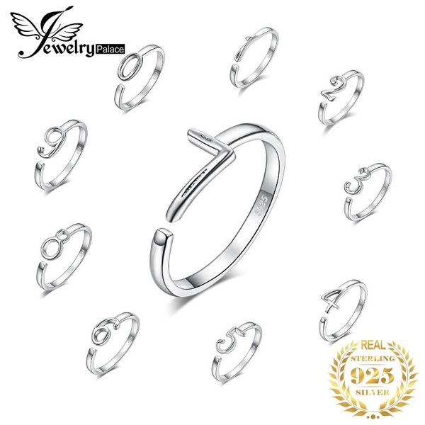 

cluster rings jewelrypalace lucky number birthday anniversary 925 sterling silver for women stackable ring jewelry, Golden;silver