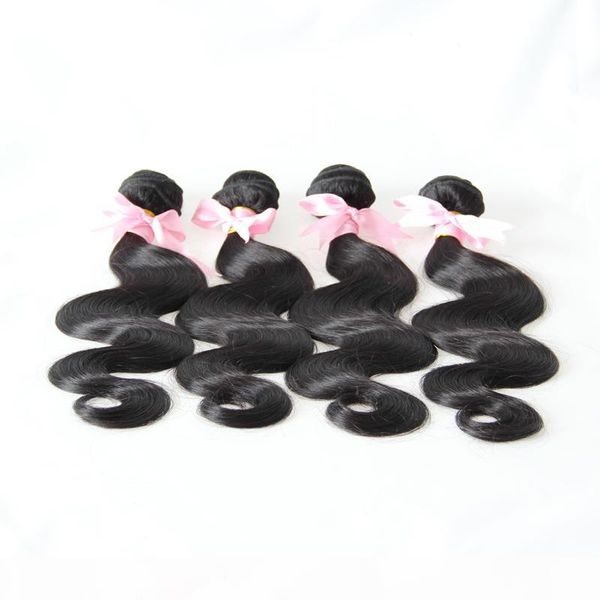 

brazilian body wave unprocessed virgin hair bundle deals 4pcs human hair bundle natural color 1b, Black