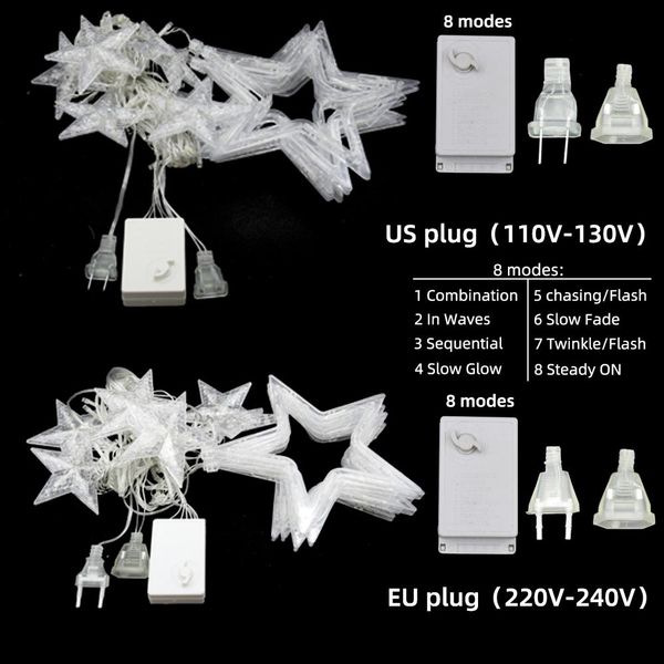 

christmas decoracion 110v 220v five pointed star curtain light can be connected in series led lights room decoration swy wmtloe xhhair