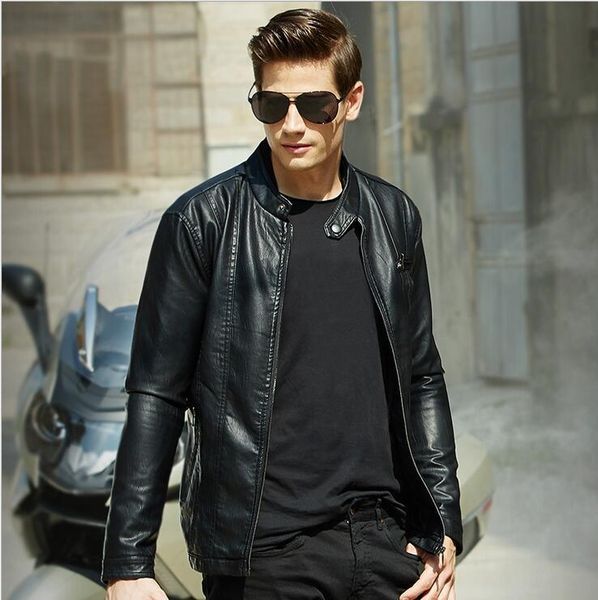 

2021 classic style motorcycling pu leather jackets men slim male motor jacket men's clothes mens fur coat, Black
