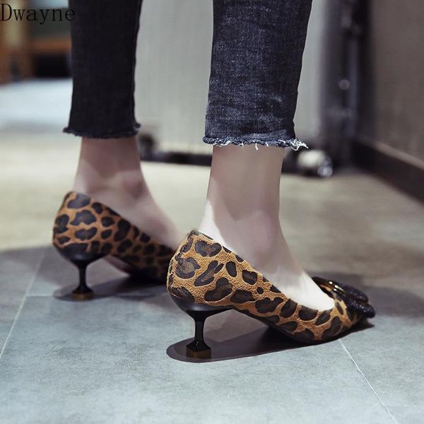 

2020 новый сексуальный леопарда замша моды диких мелкий рот заостренный кошка с одной обуви женщин, Black