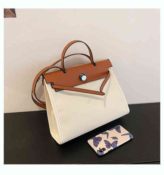 

2022 latest handbag factory store on popular large capacity women's summer messenger canvas texture portable tote