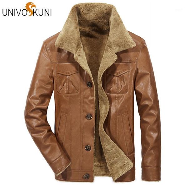 

men's jackets univos kuni mens leather pu business casual plus thick warm men jacket wide-collared winter coats windproof h3951, Black;brown
