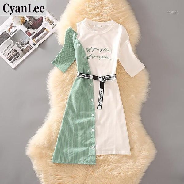 

patchwork asymmetrical bandage dress women 2020 summer new o neck short sleeve stripe single breasted vintage party dresses1, Black;gray