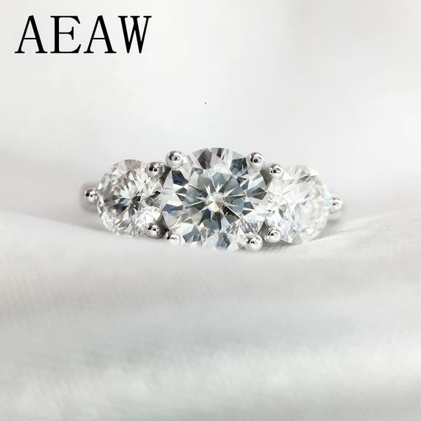 

aeaw 2ctw 6.5mm round cut engagement&wedding moissanite diamond ring double halo ring platinum plated silver t200908, Golden;silver