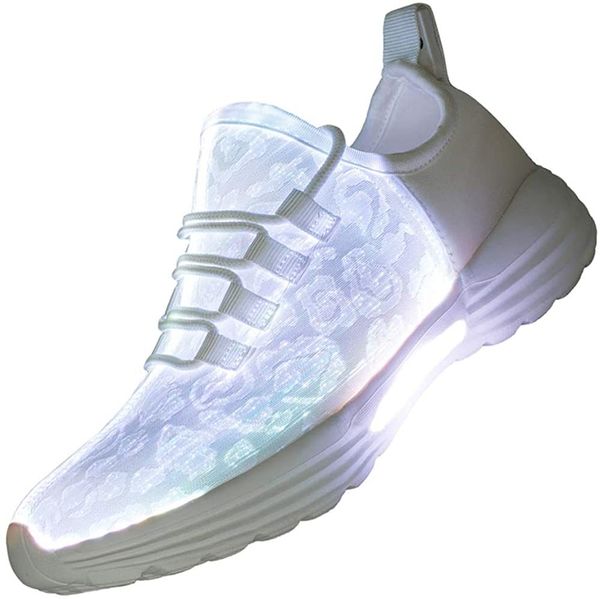 

eu size 25-46 light up for led shoes adult&kids fiber optic luminous sneakers usb recharging party footwear, Black