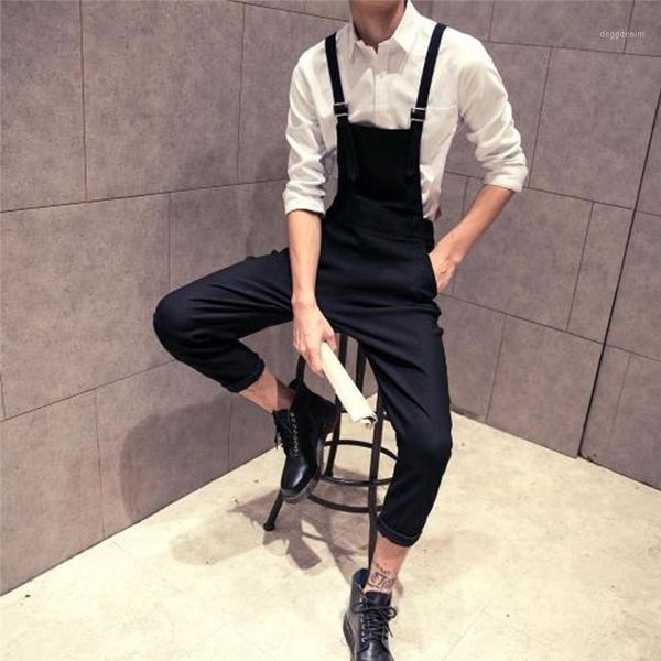 

jeans men suspender pants new fashion casual high waist slim overall jumpsuit streetwear overall boyfriend jeans for women e211, Blue