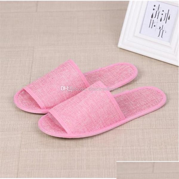 

cotton linen disposable slippers anti-slip travel l spa home guest shoes colorful one-time sandals breathab jlllfx insyard
