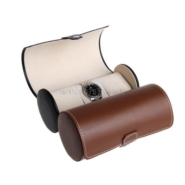 

watch boxes & cases 1 pc 3 slots display case faux pu leather roll box storage collector organizer black/brown #t50p# drop ship, Black;blue