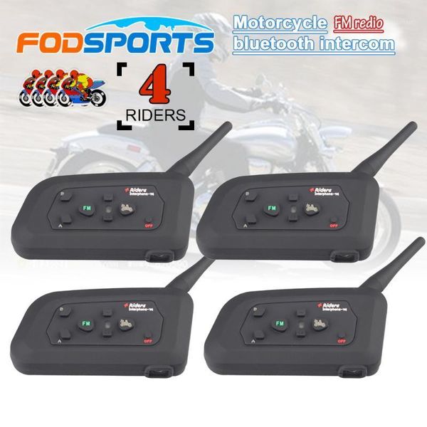 

soft microphone fodsports v4 wireless bluetooth interphone motorcycle helmet intercom intercomunicador headset for 4 riders fm1