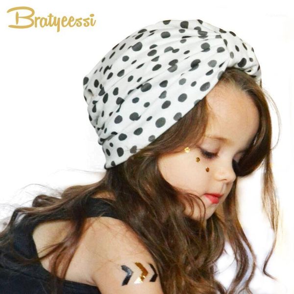 

fashion dot children turban hat multicolor summer baby beanie hat for beach travel bohemia girls cap1, Yellow