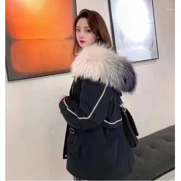 

tpn fur coat women's 2021 winter new cool beauty tooling parka a5ada43351, Black
